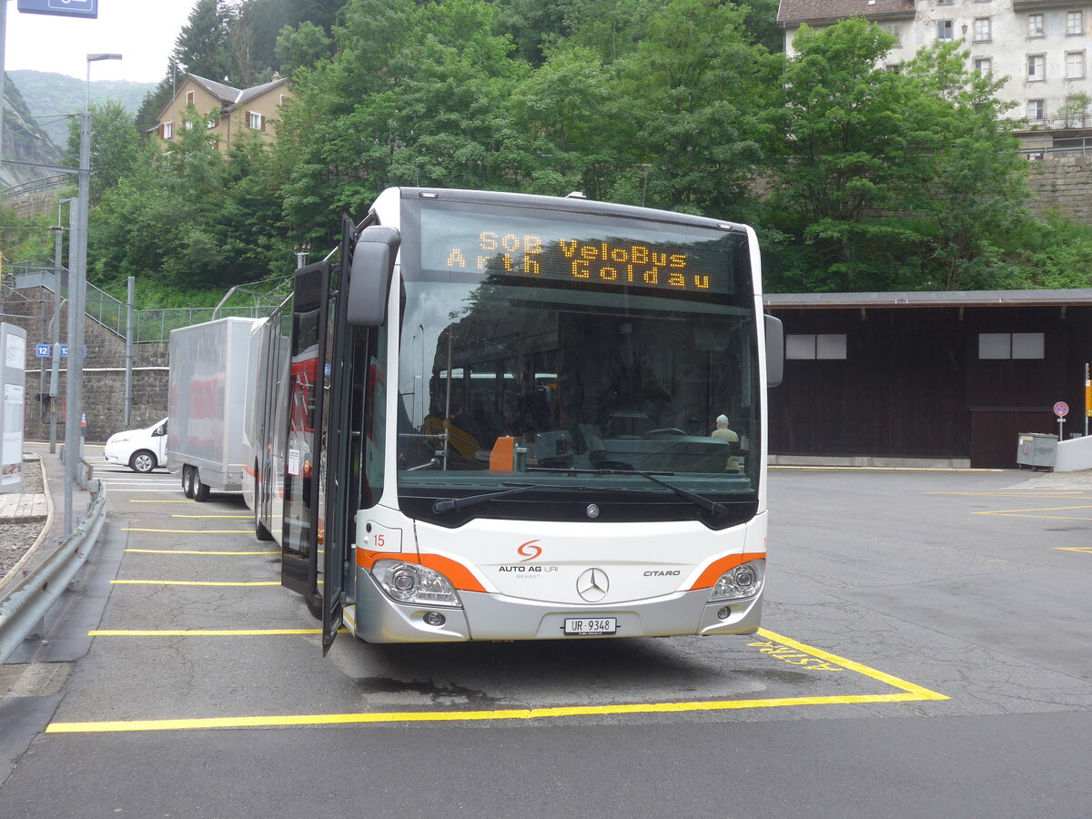 (226'127) - AAGU Altdorf - Nr. 15/UR 9348 - Mercedes am 3. Juli 2021 beim Bahnhof Gschenen