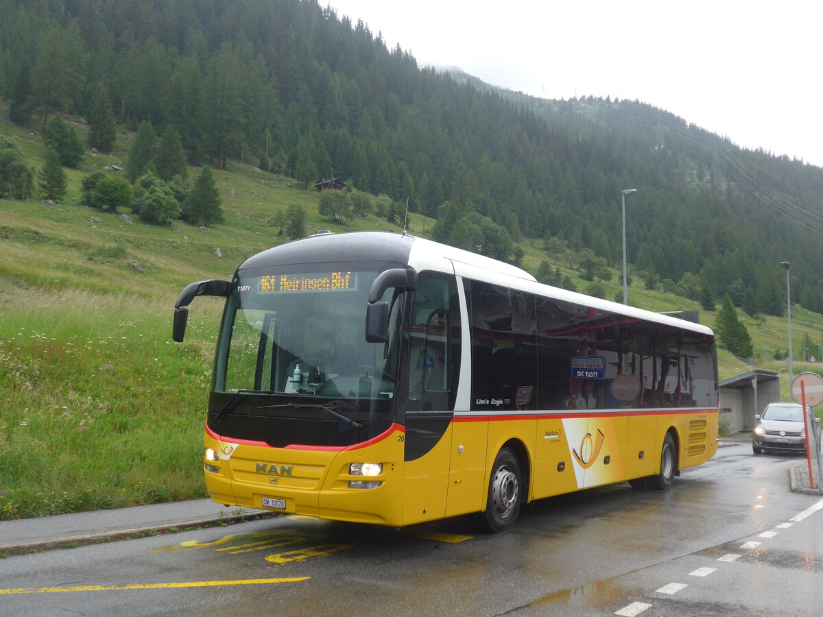 (226'145) - PostAuto Zentralschweiz - Nr. 20/OW 10'070 - MAN (ex Dillier, Sarnen Nr. 20) am 3. Juli 2021 beim Bahnhof Oberwald