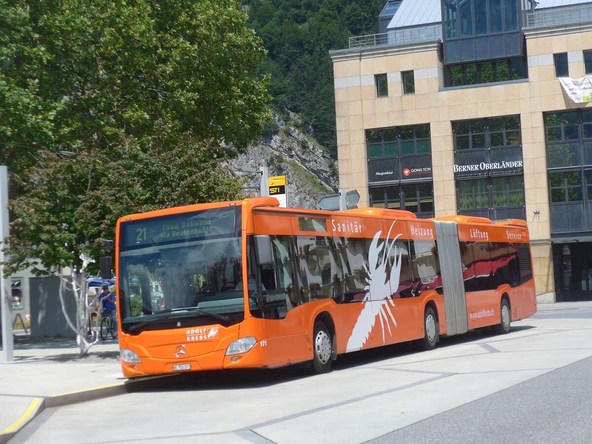 (226'395) - STI Thun - Nr. 171/BE 752'171 - Mercedes am 11. Juli 2021 beim Bahnhof Interlaken West