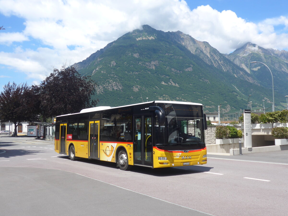 (226'523) - PostAuto Wallis - Nr. 2/VS 415'454 - MAN (ex CarPostal Ouest; ex TMR Martigny) am 17. Juli 2021 beim Bahnhof Martigny