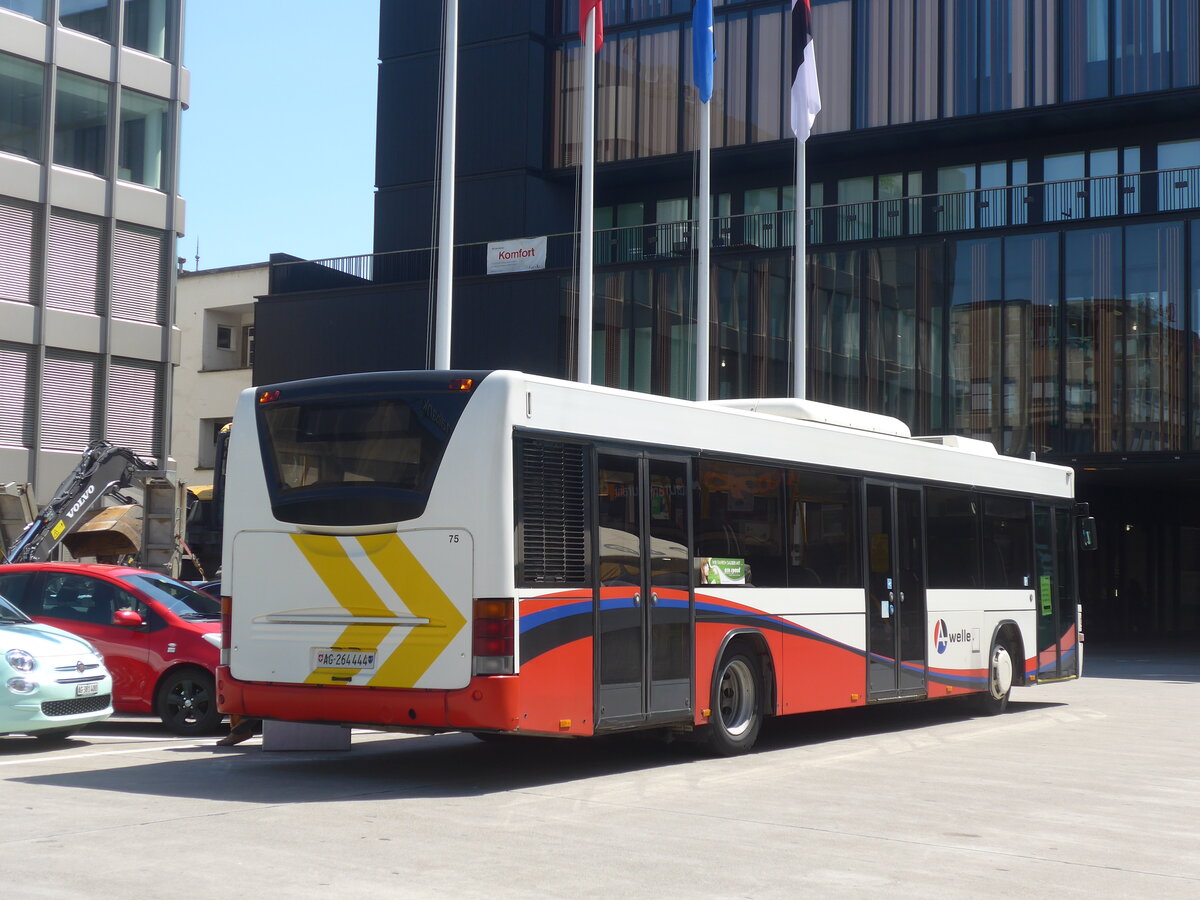 (226'584) - RVBW Wettingen - Nr. 75/AG 264'444 - Scania/Hess am 19. Juli 2021 beim Bahnhof Baden