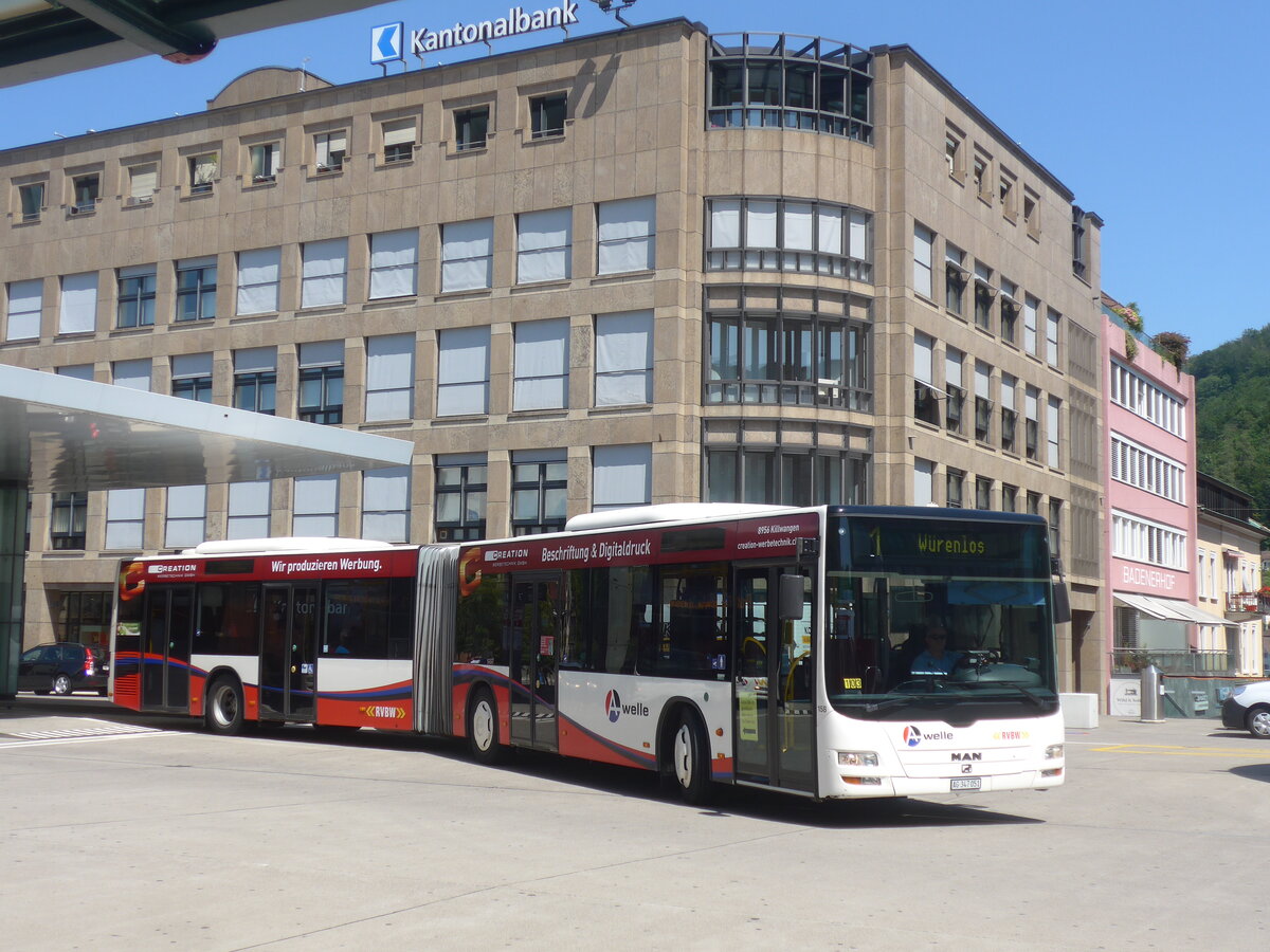 (226'593) - RVBW Wettingen - Nr. 158/AG 347'051 - MAN am 19. Juli 2021 beim Bahnhof Baden