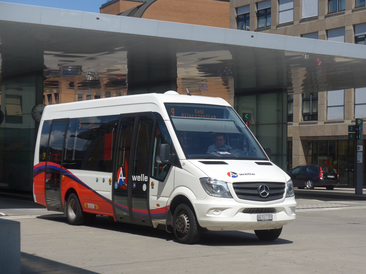 (226'594) - RVBW Wettingen - Nr. 21/AG 517'193 - Mercedes am 19. Juli 2021 beim Bahnhof Baden