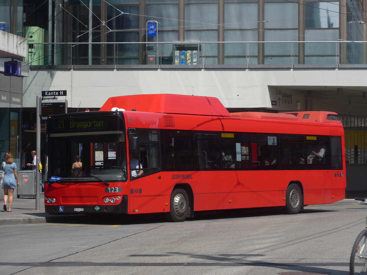 (226'658) - Bernmobil, Bern - Nr. 123/BE 624'123 - Volvo am 22. Juli 2021 beim Bahnhof Bern