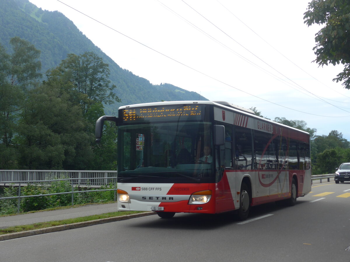 (226'797) - Niederer, Filzbach - Nr. 26/GL 348 - Setra am 25. Juli 2021 beim Bahnhof Ziegelbrcke