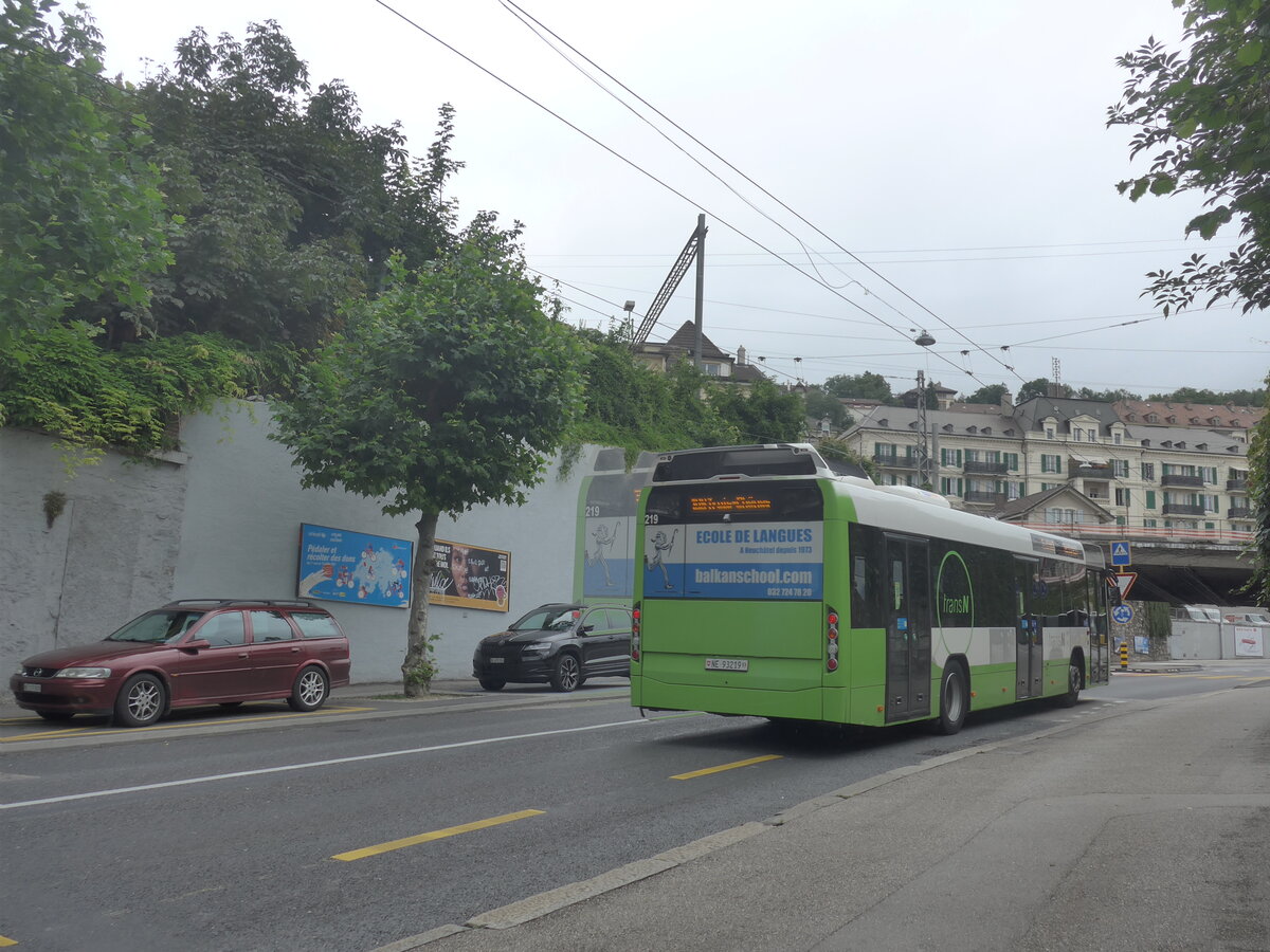 (226'926) - transN, La Chaux-de-Fonds - Nr. 219/NE 93'219 - Volvo (ex TN Neuchtel Nr. 219) am 1. August 2021 in Neuchtel, Avenue de la Gare