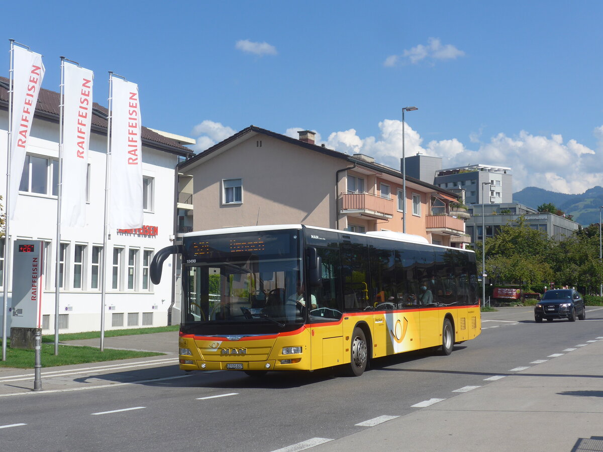 (227'785) - PostAuto Ostschweiz - SZ 120'607 - MAN (ex Kistler, Reichenburg) am 4. September 2021 beim Bahnhof Uznach