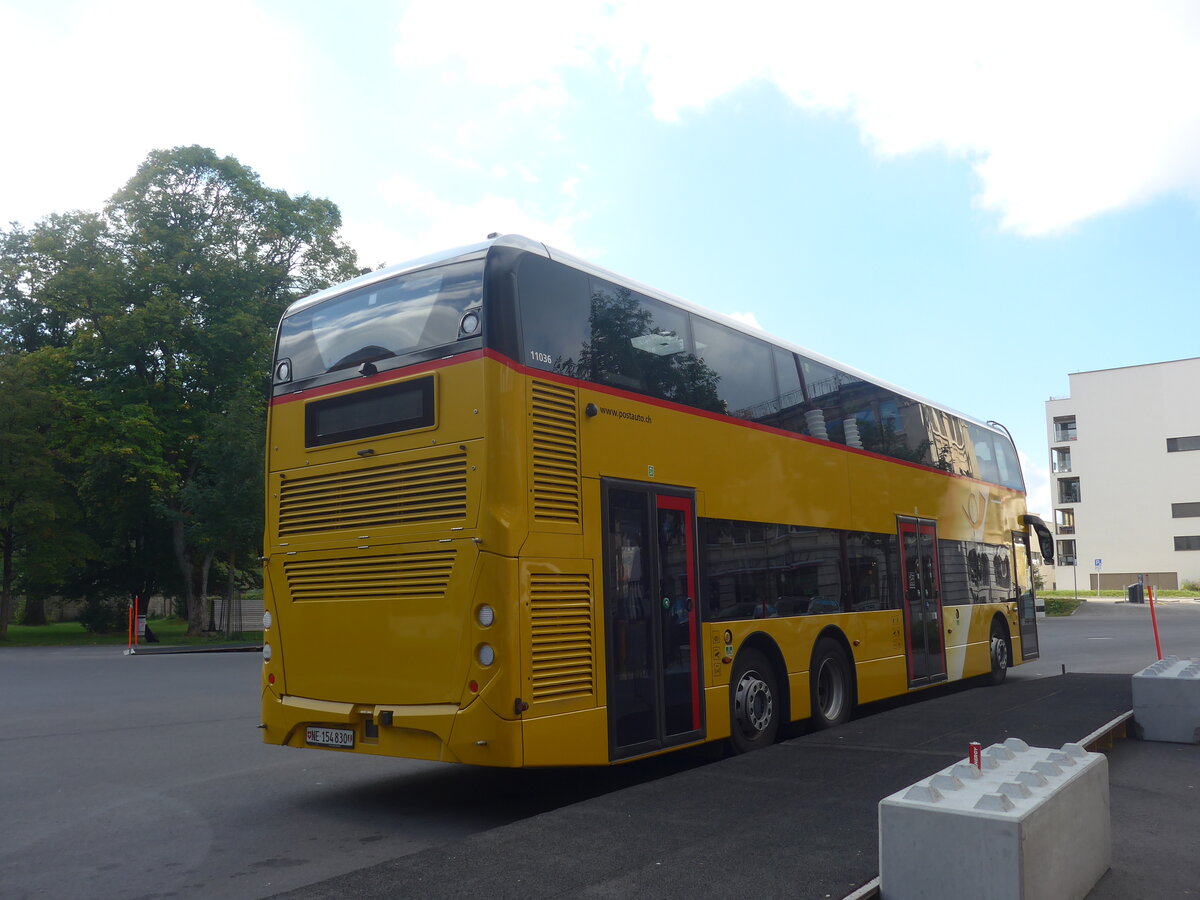 (228'083) - PostAuto Ostschweiz - NE 154'830 - Alexander Dennis (ex SG 445'309) am 18. September 2021 beim Bahnhof La Chaux-de-Fonds (Einsatz CarPostal)