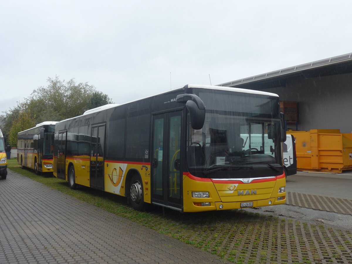 (228'150) - PostAuto Ostschweiz - SG 436'003 - MAN am 19. September 2021 in Uznach, Garage