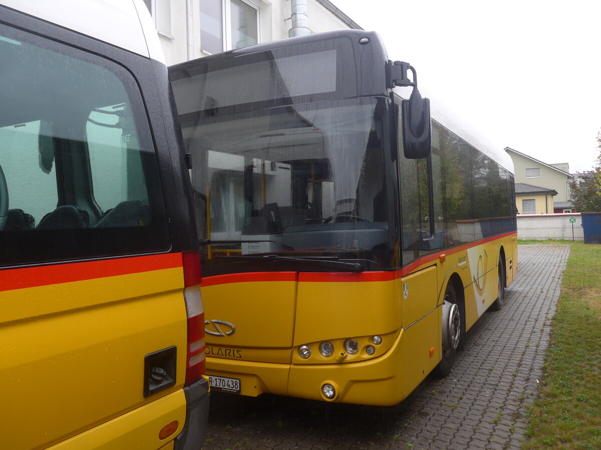 (228'158) - PostAuto Graubnden - GR 170'438 - Solaris (ex PostAuto Ostschweiz; ex Postautobetriebe Unteres Toggenburg, Ltisburg) am 19. September 2021 in Uznach Garage (Teilaufnahme)