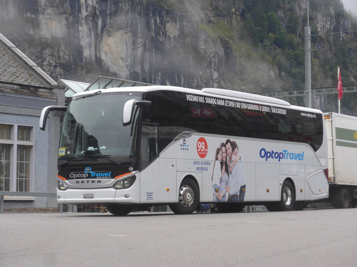 (228'203) - Optop Travel, Opfikon - Nr. 8/ZH 765'771 - Setra am 20. September 2021 beim Bahnhof Lauterbrunnen