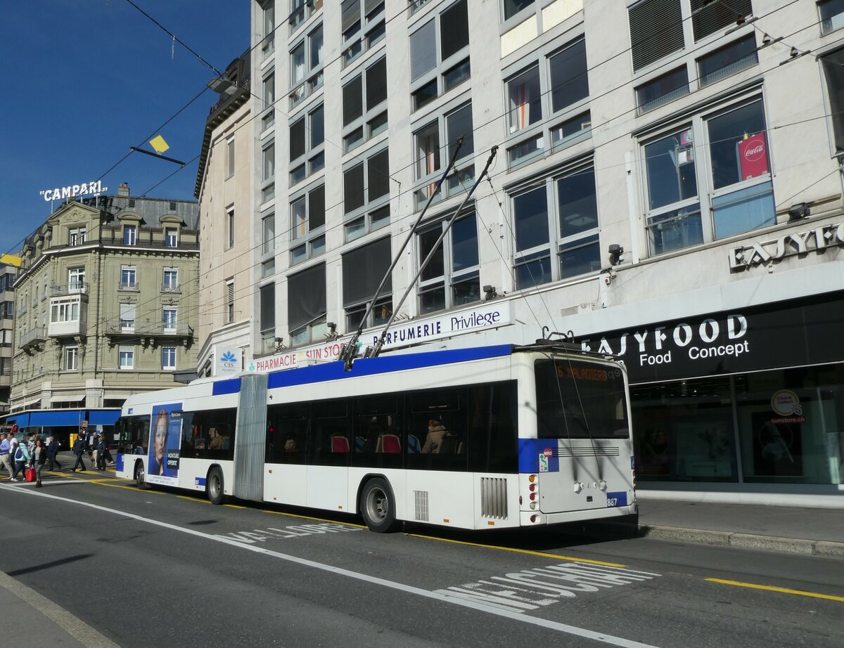 (228'863) - TL Lausanne - Nr. 887 - Hess/Hess Gelenktrolleybus am 11. Oktober 2021 in Lausanne, Bel-Air