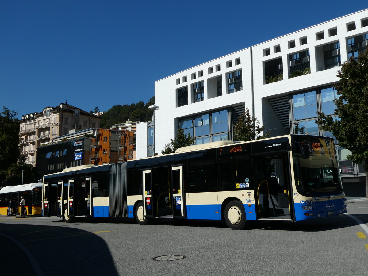 (229'149) - FART Locarno - Nr. 40/TI 323'840 - MAN am 14. Oktober 2021 beim Bahnhof Locarno