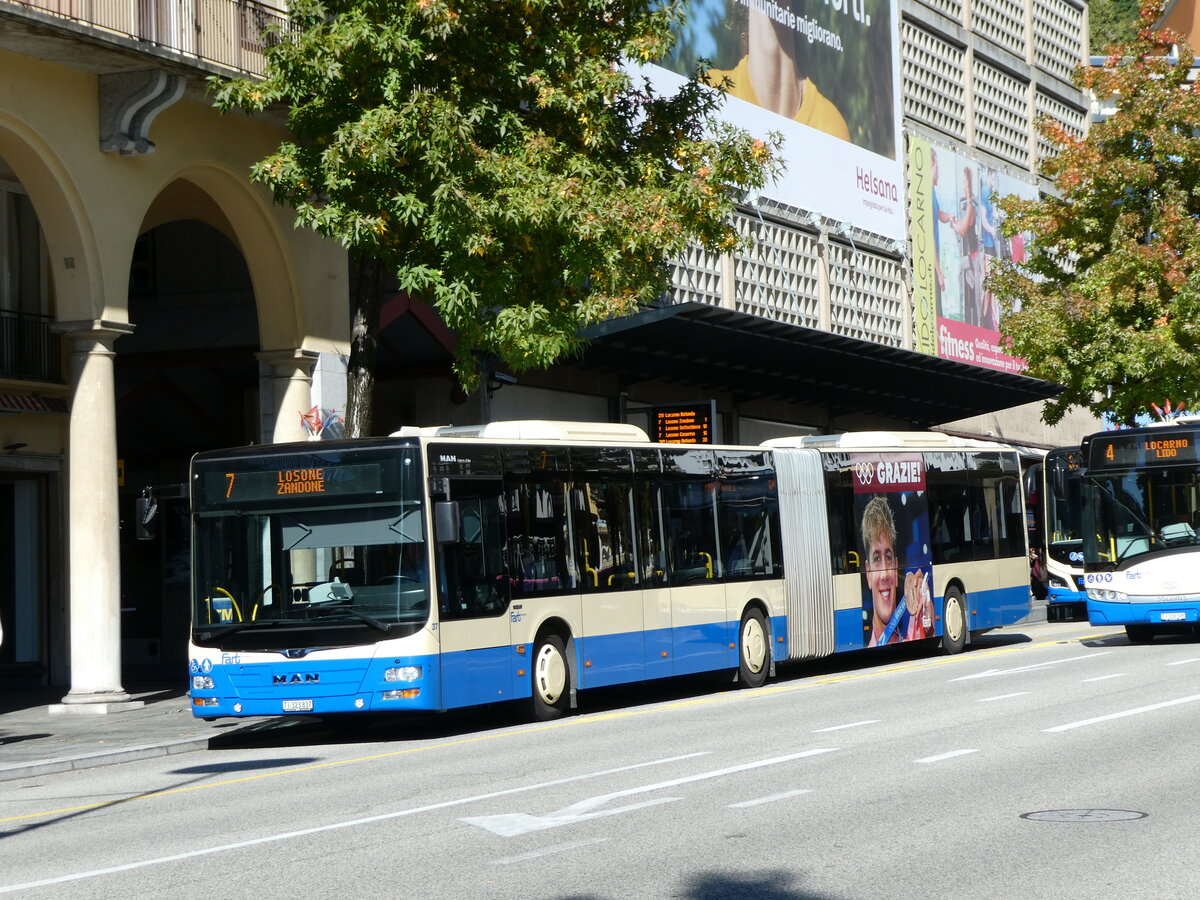 (229'154) - FART Locarno - Nr. 37/TI 323'837 - MAN am 14. Oktober 2021 beim Bahnhof Locarno