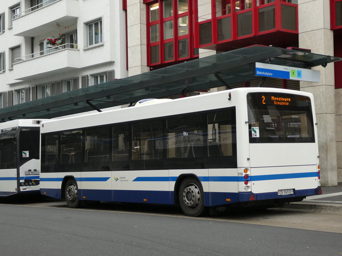 (229'611) - ZVB Zug - Nr. 510/ZG 84'510 - Lanz+Marti/Hess Personenanhnger am 22. Oktober 2021 beim Bahnhof Zug