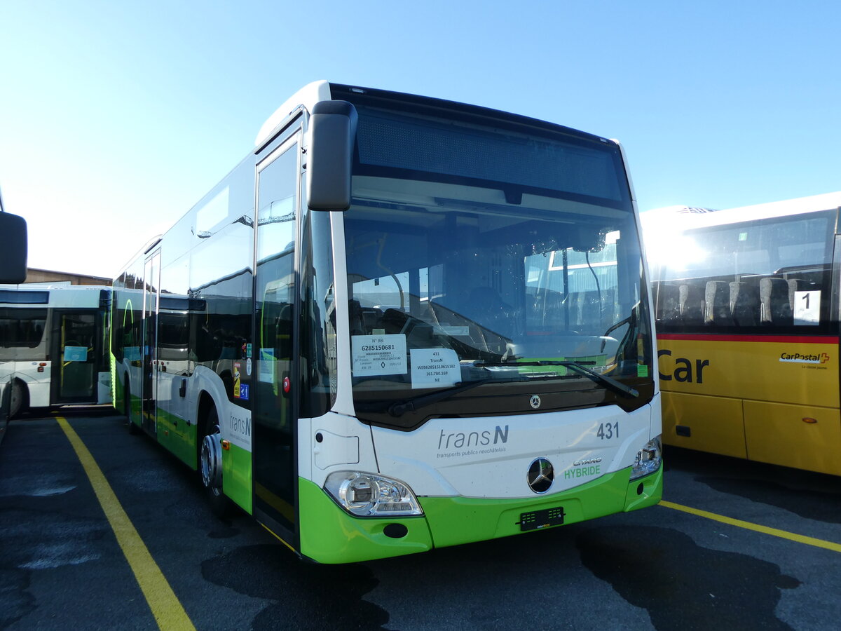 (229'820) - transN, La Chaux-de-Fonds - Nr. 431 - Mercedes am 24. Oktober 2021 in Kerzers, Interbus