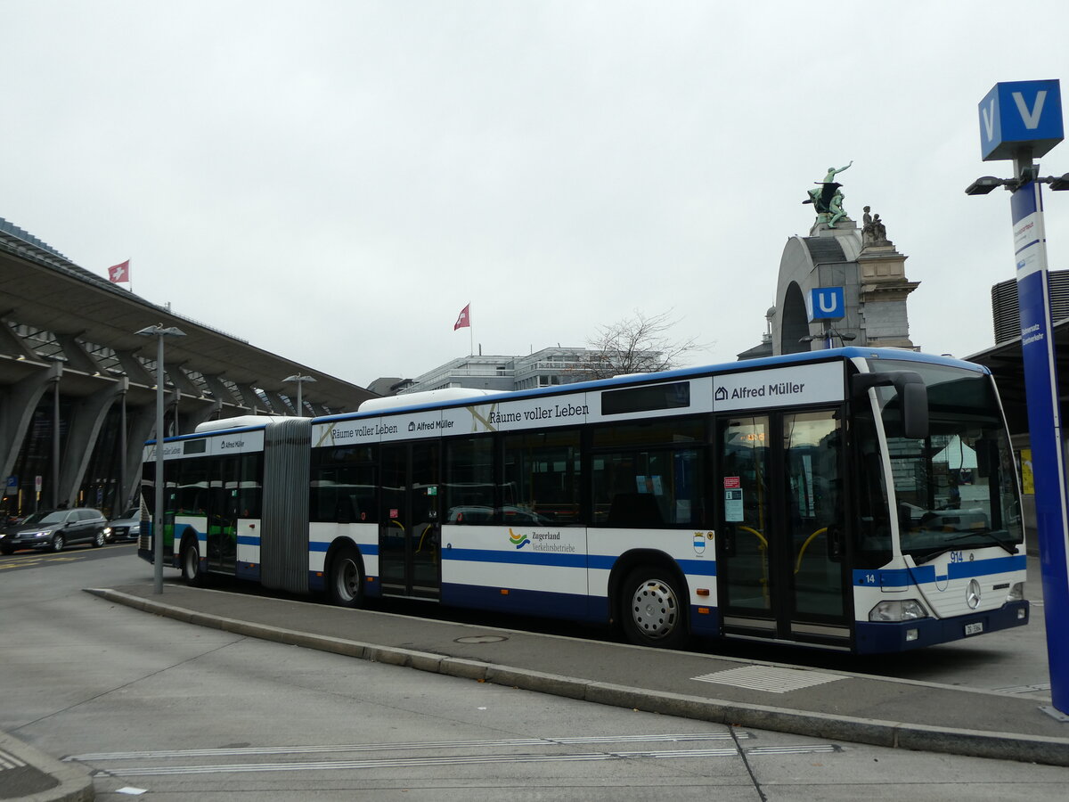 (229'897) - ZVB Zug - Nr. 14/ZG 3364 - Mercedes am 30. Oktober 2021 beim Bahnof Luzern (Einsatz VBL Luzern Nr. 914)