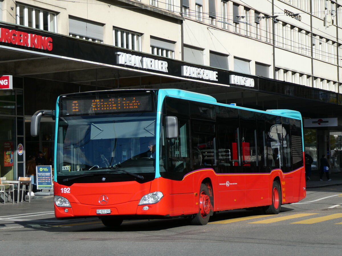 (230'097) - VB Biel - Nr. 192/BE 821'192 - Mercedes am 8. November 2021 beim Bahnhof Biel