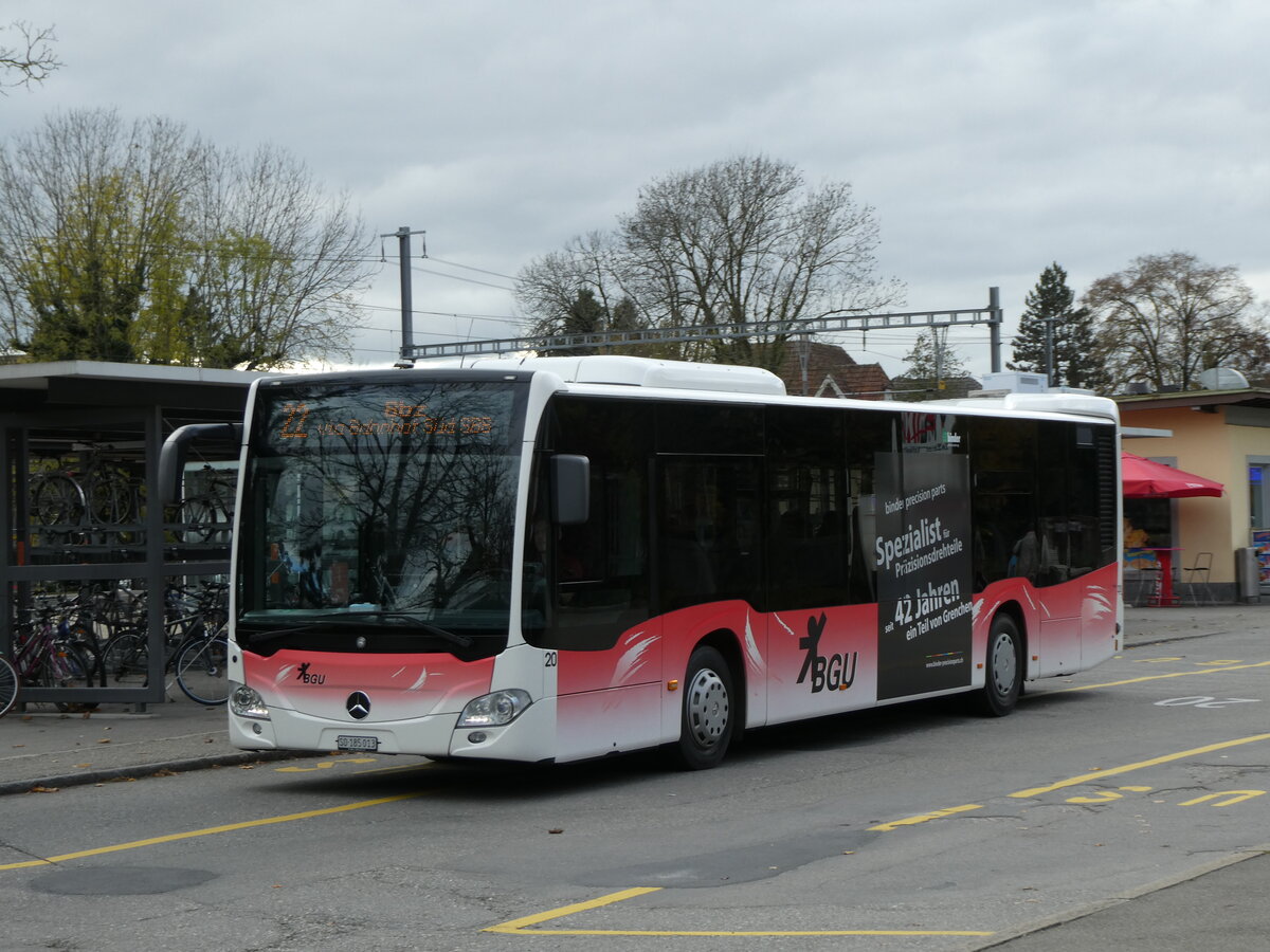 (230'158) - BGU Grenchen - Nr. 20/SO 185'013 - Mercedes am 8. November 2021 beim Bahnhof Grenchen Sd