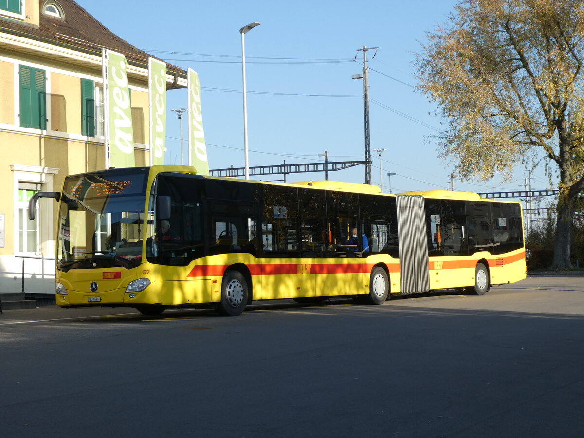 (230'265) - BLT Oberwil - Nr. 57/BL 6590 - Mercedes am 9. November 2021 beim Bahnhof Muttenz