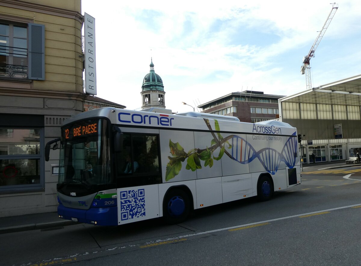 (230'344) - TPL Lugano - Nr. 206/TI 338'933 - Scania/Hess am 10. November 2021 in Lugano, Centro