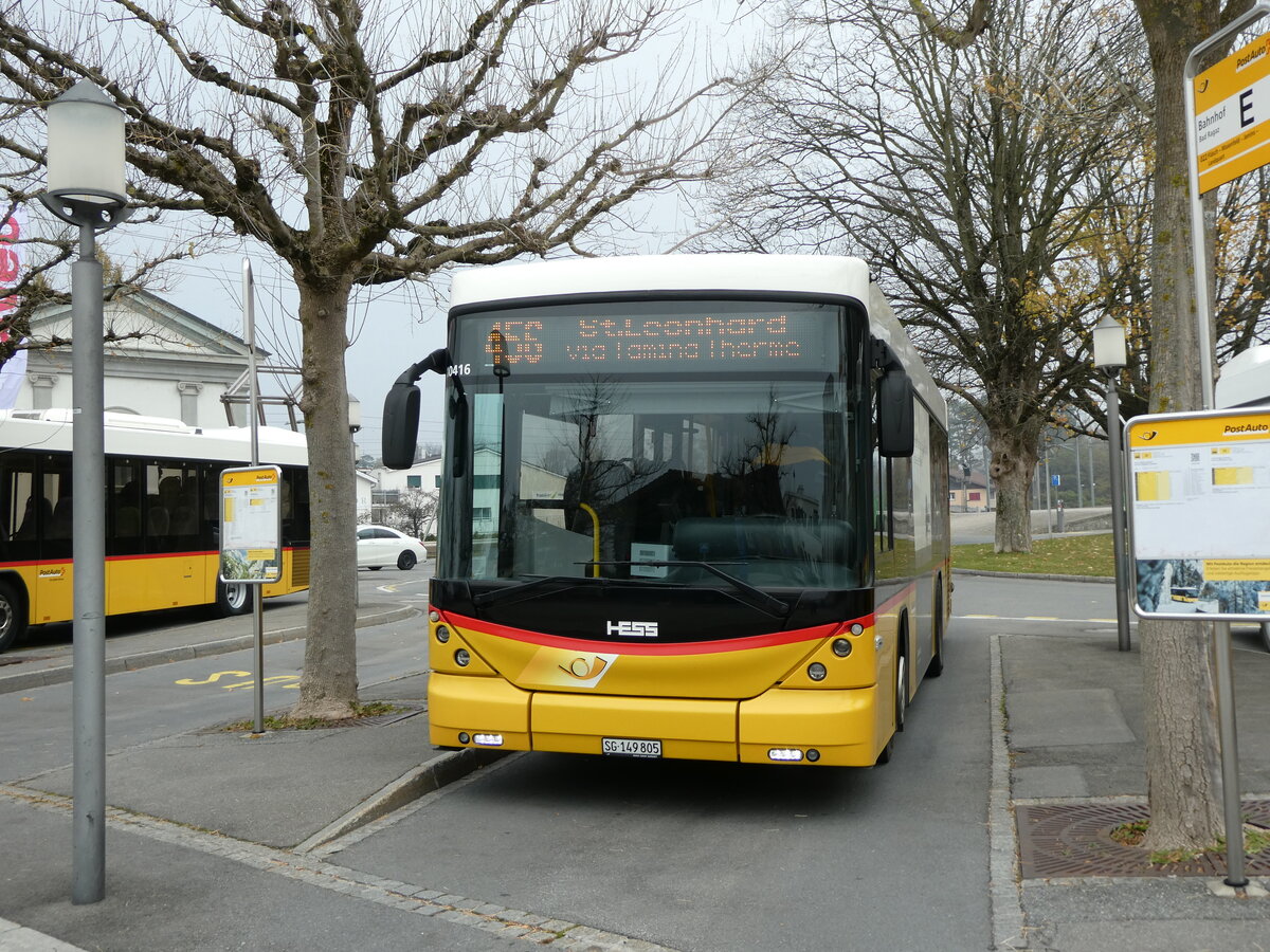 (230'542) - Gessinger, Bad Ragaz - SG 149'805 - Scania/Hess am 12. November 2021 beim Bahnhof Bad Ragaz