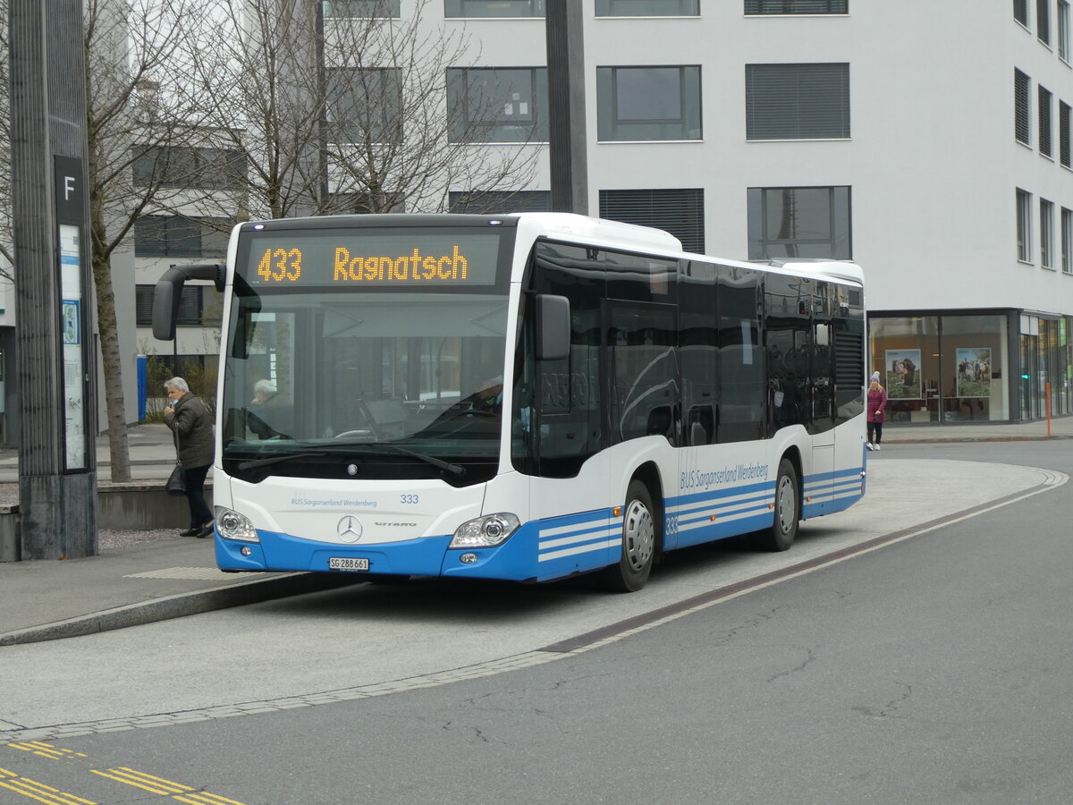 (230'580) - BSW Sargans - Nr. 333/SG 288'661 - Mercedes am 12. November 2021 beim Bahnhof Sargans