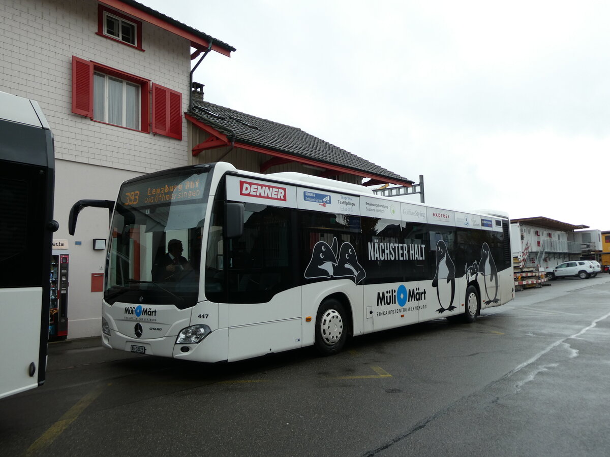 (230'763) - Knecht, Windisch - Nr. 447/AG 18'426 - Mercedes am 14. November 2021 beim Bahnhof Mgenwil