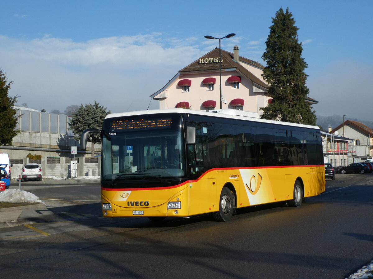 (231'256) - Faucherre, Moudon - VD 6845 - Iveco am 14. Dezember 2021 beim Bahnhof Moudon