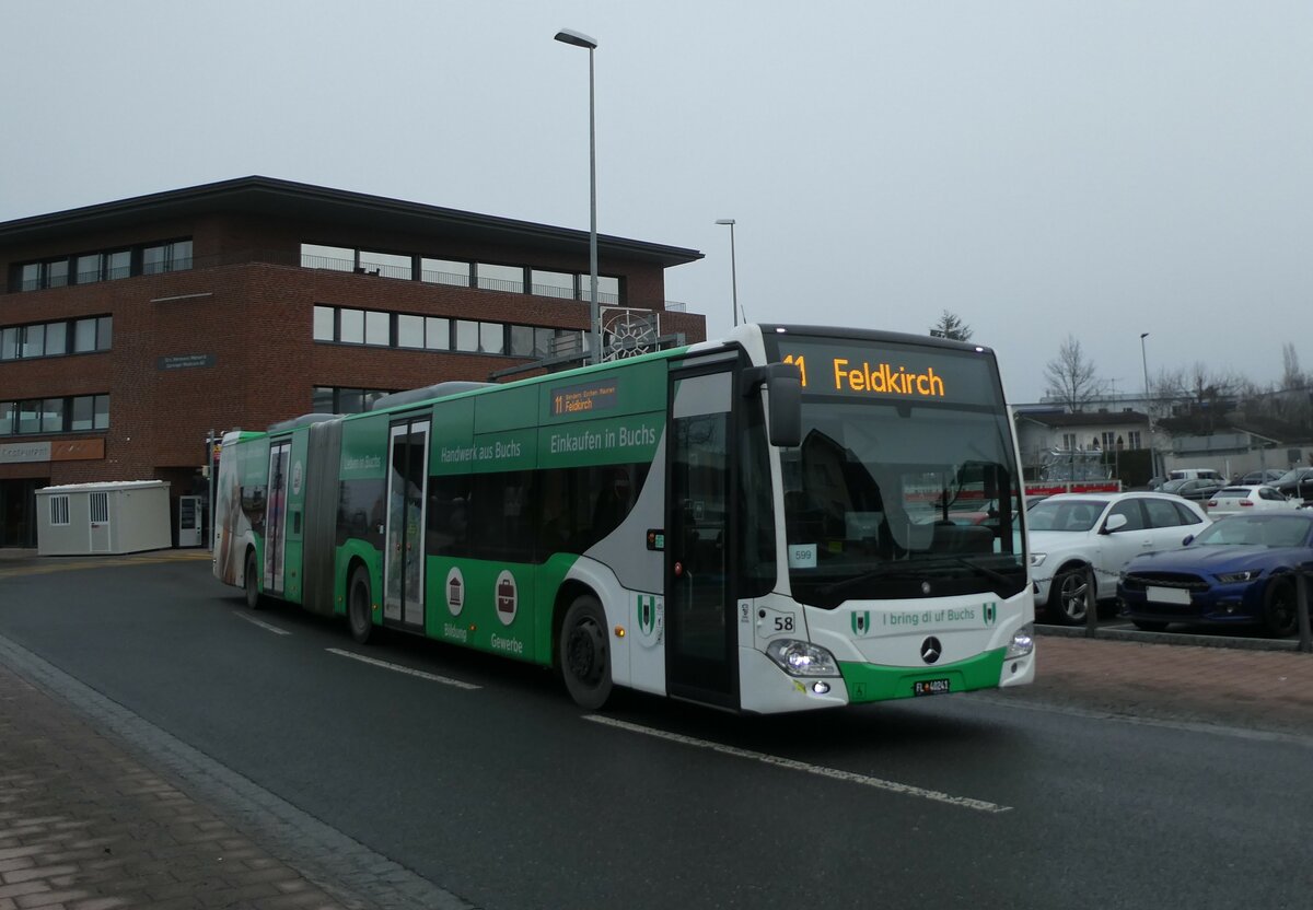 (231'313) - BOS PS Anstalt, Vaduz - Nr. 599/FL 40'241 - Mercedes (ex PLA Vaduz Nr. 58; ex PLA Vaduz Nr. 56) am 15. Dezember 2021 beim Bahnhof Schaan