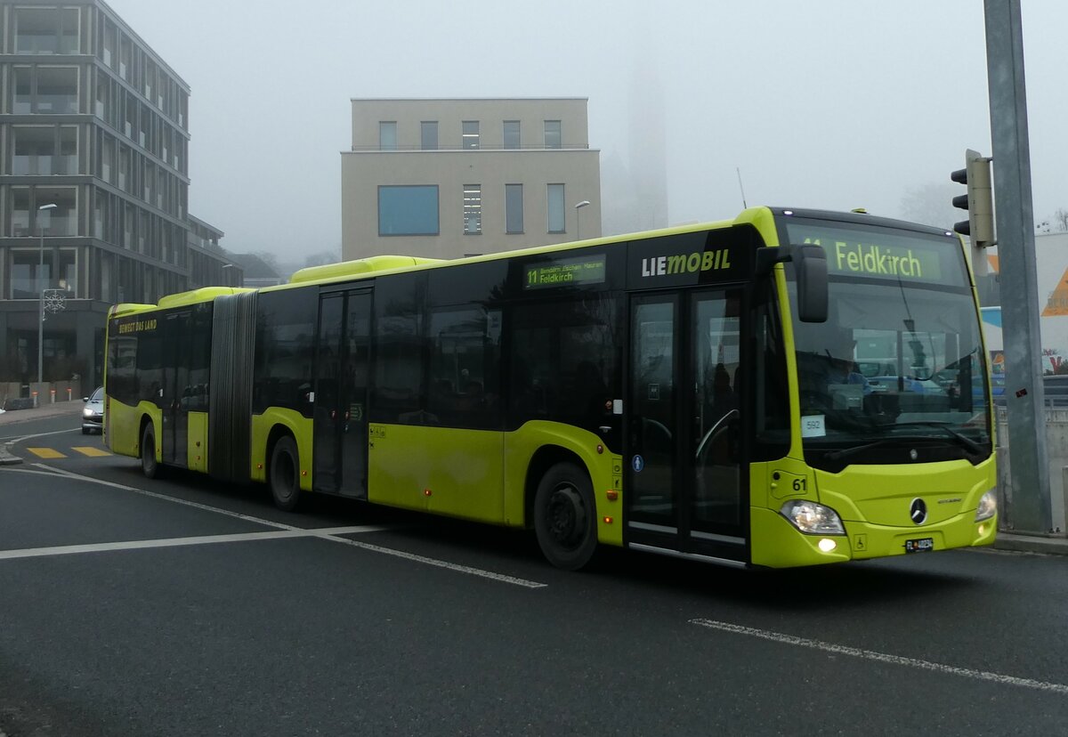 (231'316) - BOS PS Anstalt - Nr. 592/FL 40'234 - Mercedes (ex PLA Vaduz Nr. 61) am 15. Dezember 2021 beim Bahnhof Schaan