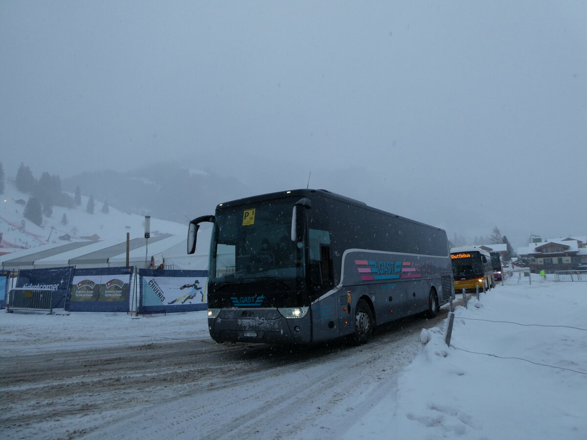 (231'824) - Gast, Utzenstorf - BE 99'110 - Van Hool am 9. Januar 2022 in Adelboden, Weltcup