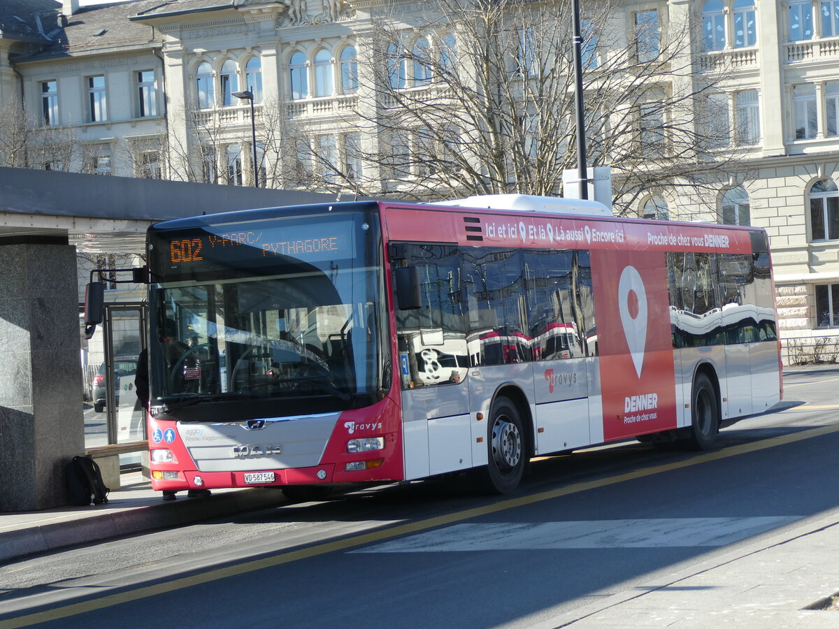 (232'540) - TRAVYS Yverdon - Nr. 114/VD 587'546 - MAN am 30. Januar 2022 beim Bahnhof Yverdon