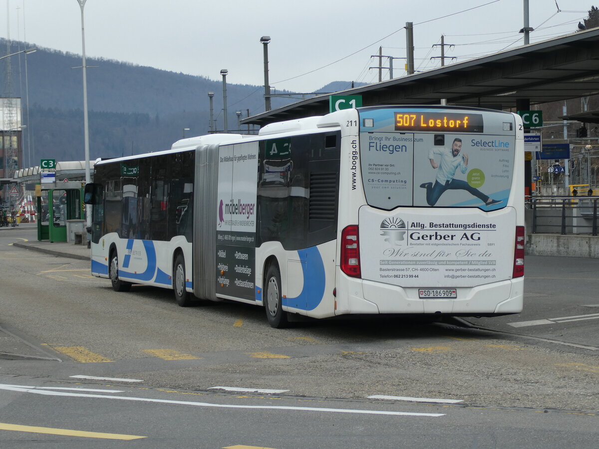 (232'929) - BOGG Wangen b.O. - Nr. 211/SO 186'909 - Mercedes am 14. Februar 2022 beim Bahnhof Olten