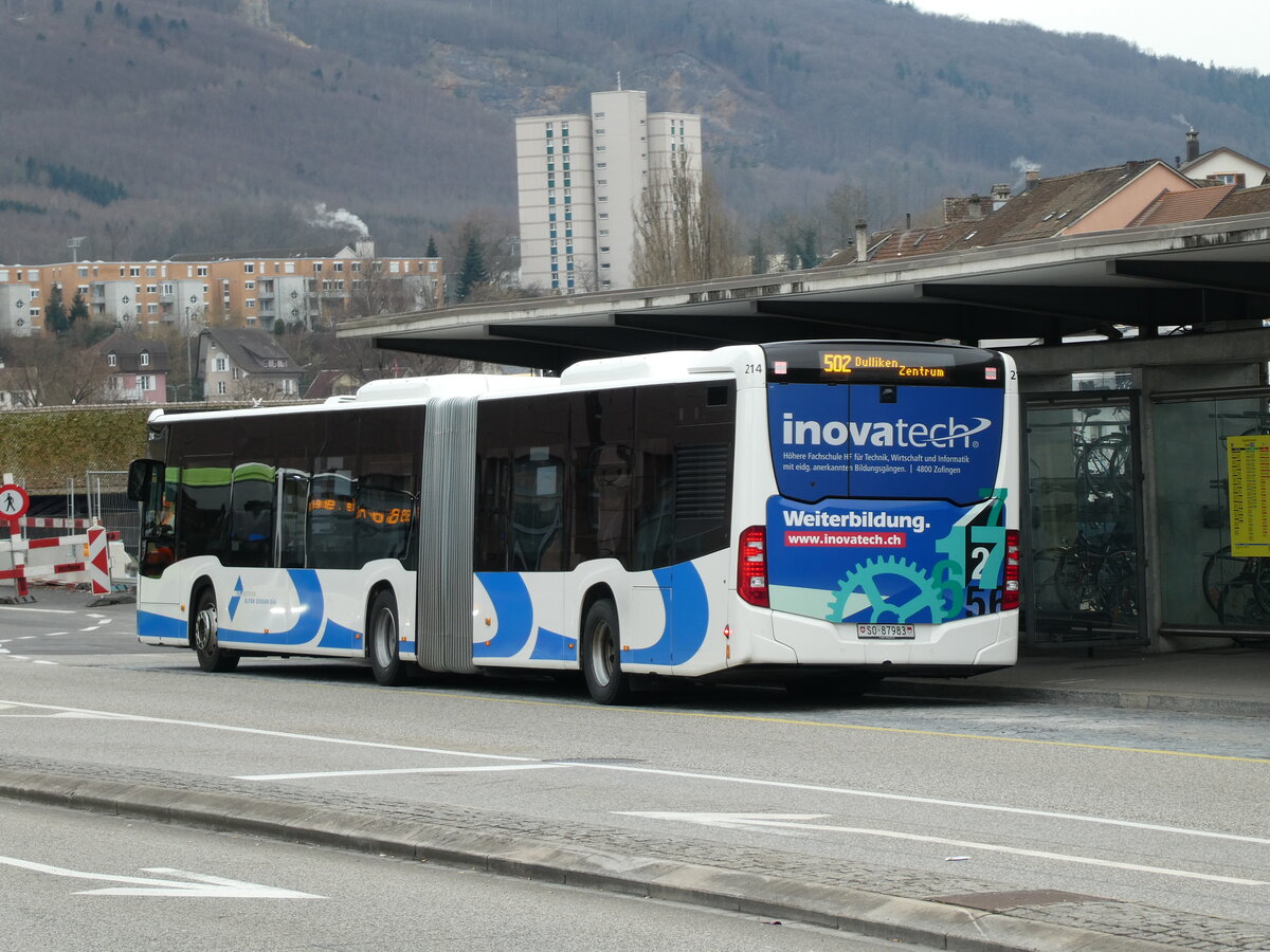 (232'940) - BOGG Wangen b.O. - Nr. 214/SO 87'983 - Mercedes am 14. Februar 2022 beim Bahnhof Olten