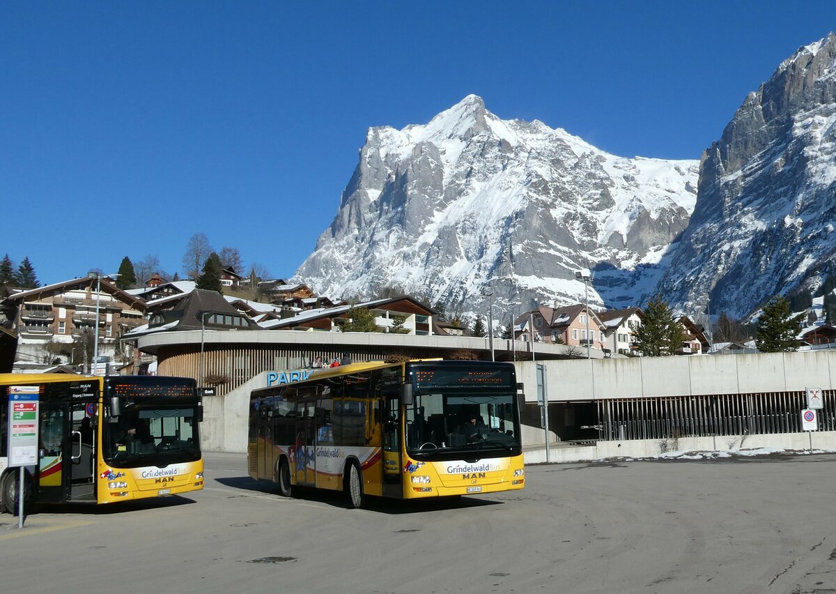 (233'289) - Grindelwaldbus, Grindelwald - Nr. 20/BE 349'361 - MAN/Gppel am 27. Februar 2022 beim Bahnhof Grindelwald