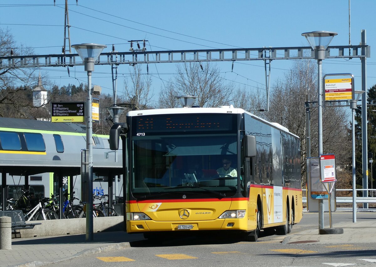 (233'342) - Engeloch, Riggisberg - Nr. 12/BE 520'405 - Mercedes (ex PostAuto Bern) am 28. Februar 2022 beim Bahnhof Schwarzenburg