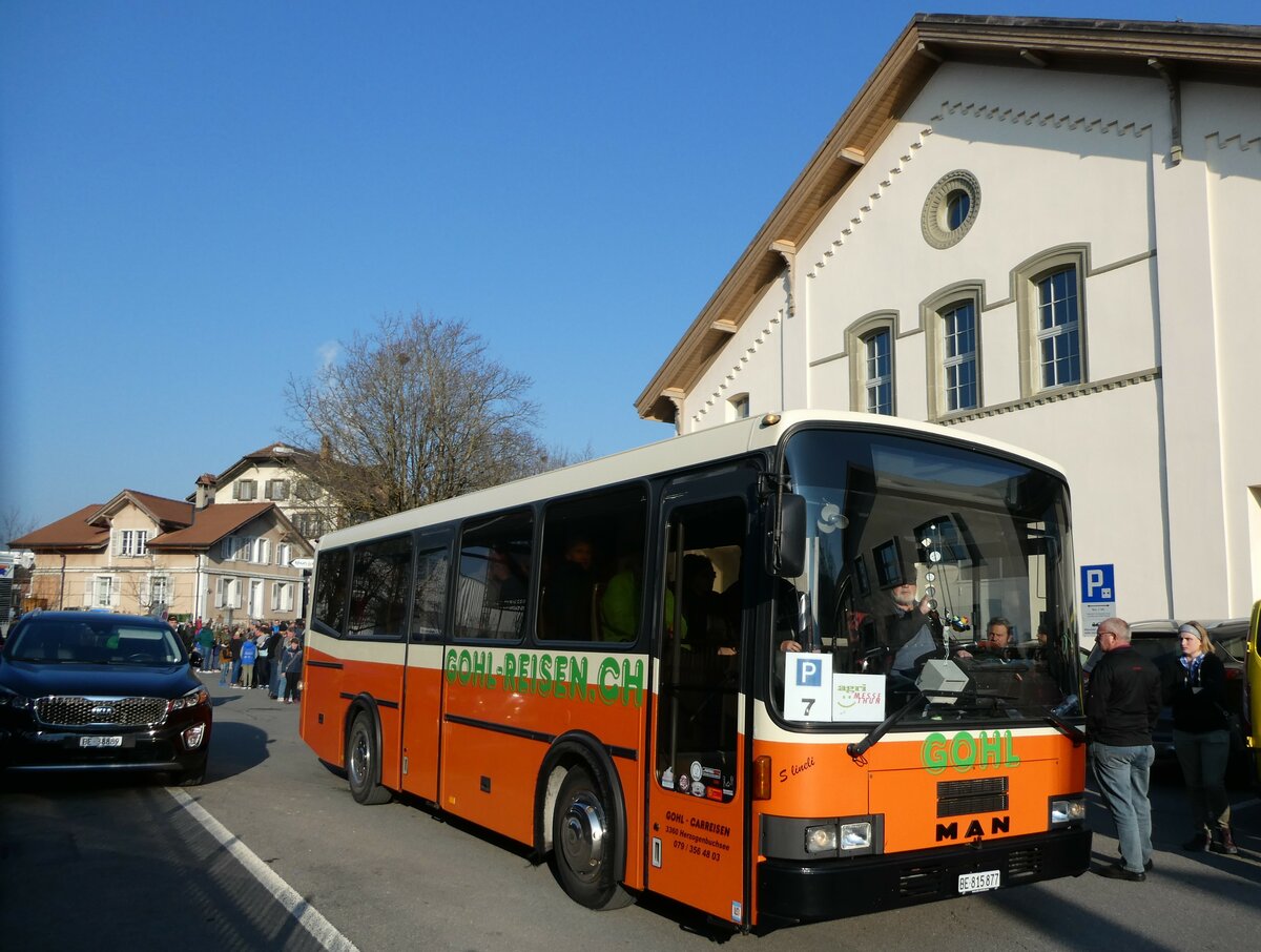 (233'380) - Gohl, Herzogenbuchsee - BE 815'877 - MAN/Lauber (ex AMSA Chiasso Nr. 19; ex Tresch, Amsteg) am 6. Mrz 2022 in Thun, Expo