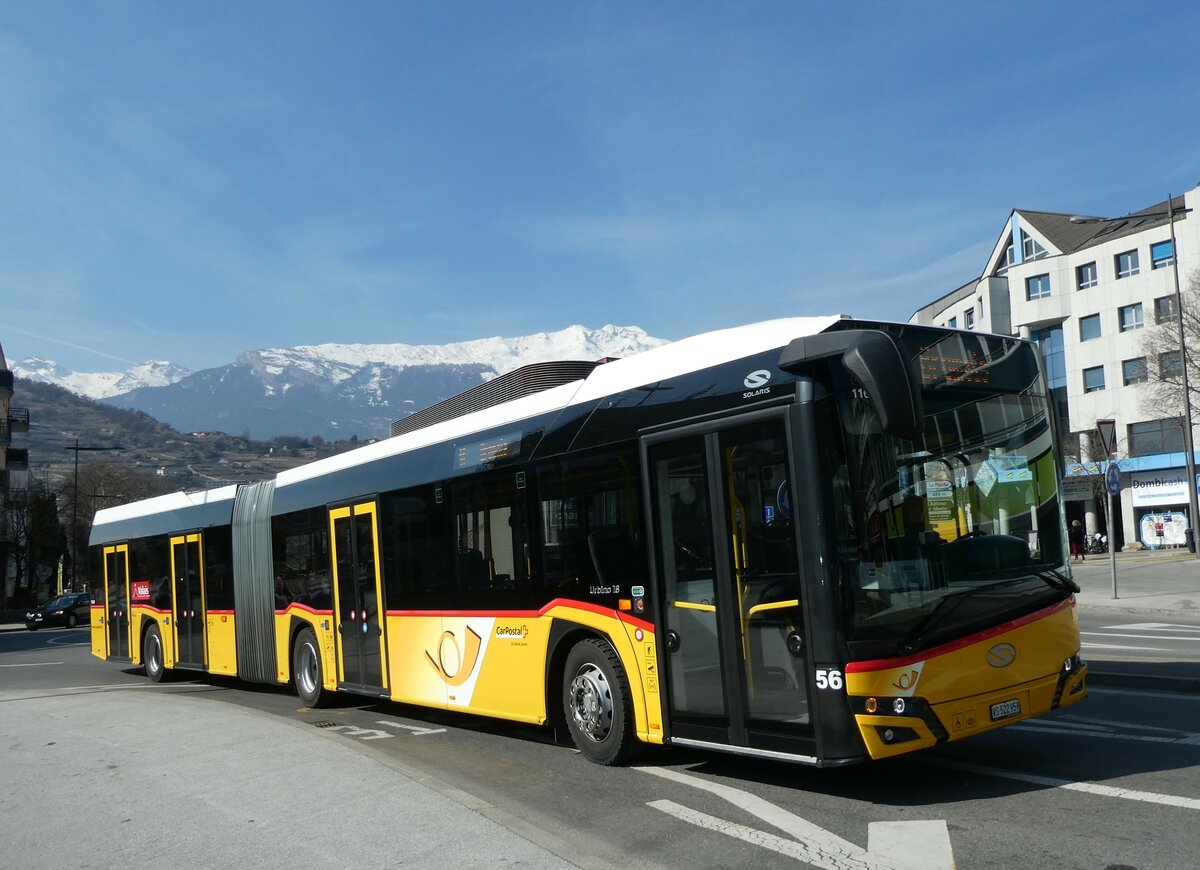 (233'446) - PostAuto Wallis - Nr. 56/VS 522'959 - Solaris am 7. Mrz 2022 beim Bahnhof Sion