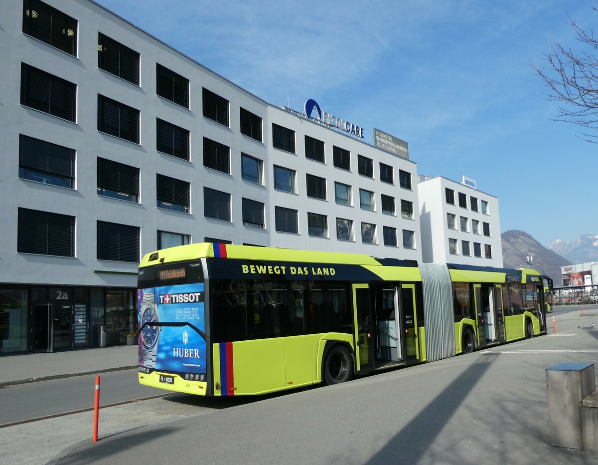 (233'558) - Aus Liechtenstein: BOS PS Anstald, Vaduz - Nr. 573/FL 40'231 - Solaris am 8. Mrz 2022 beim Bahnhof Sargans