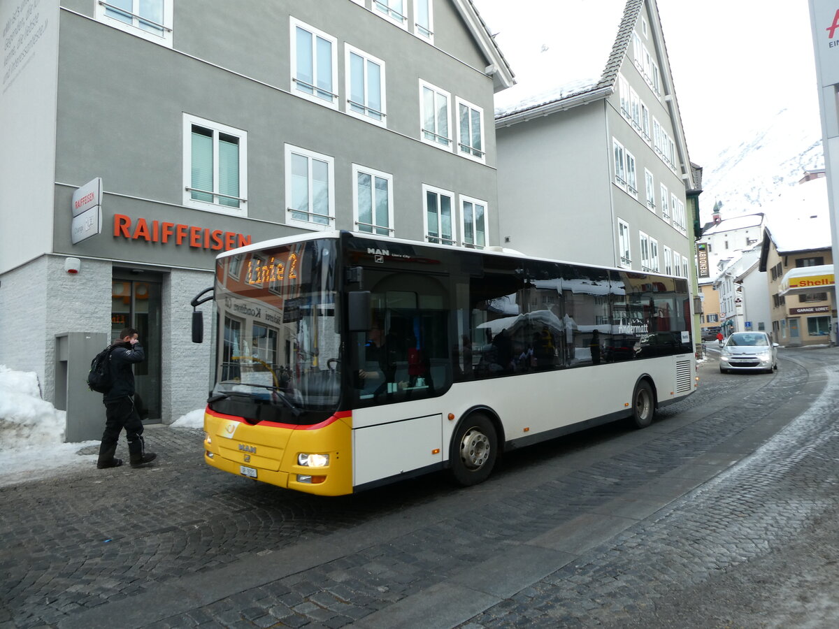 (233'821) - Mattli, Wassen - UR 9221 - MAN/Gppel (ex Lengacher, Wichtrach Nr. 6) am 11. Mrz 2022 in Andermatt, Poststrasse