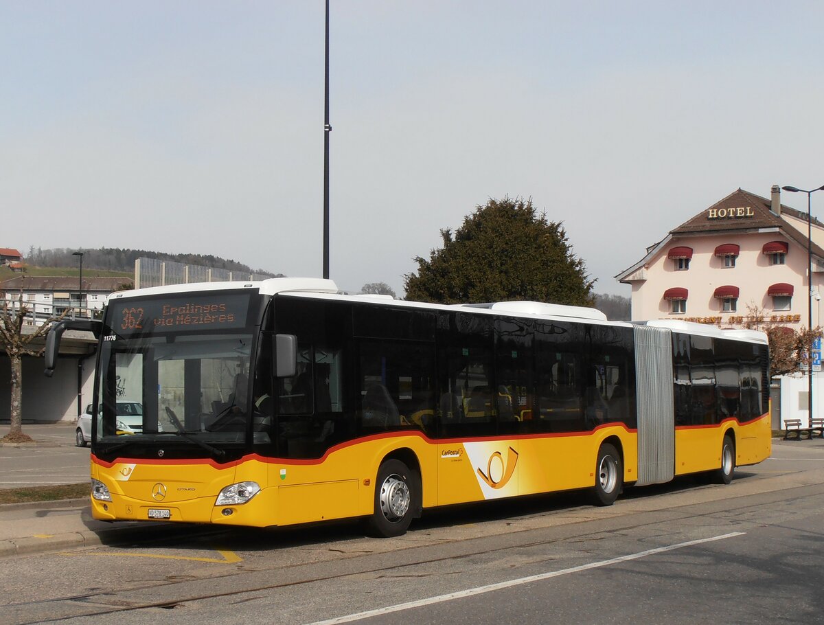 (233'912) - CarPostal Ouest - VD 578'140 - Mercedes am 13. Mrz 2022 beim Bahnhof Moudon