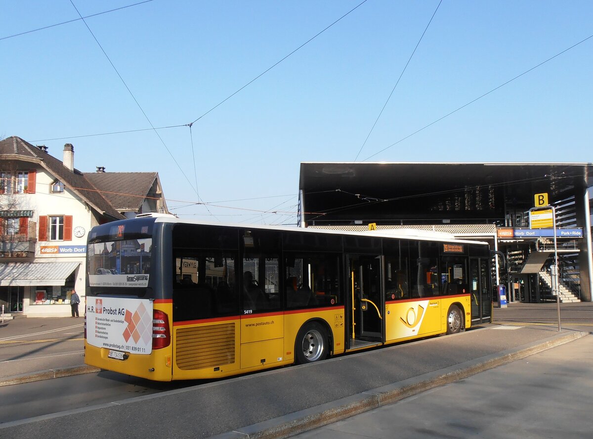 (233'973) - PostAuto Bern - Nr. 536/BE 734'536 - Mercedes am 20. Mrz 2022 beim Bahnhof Worb Dorf