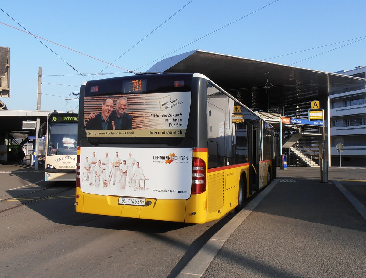 (233'974) - PostAuto Bern - Nr. 536/BE 734'536 - Mercedes am 20. Mrz 2022 beim Bahnhof Worb Dorf