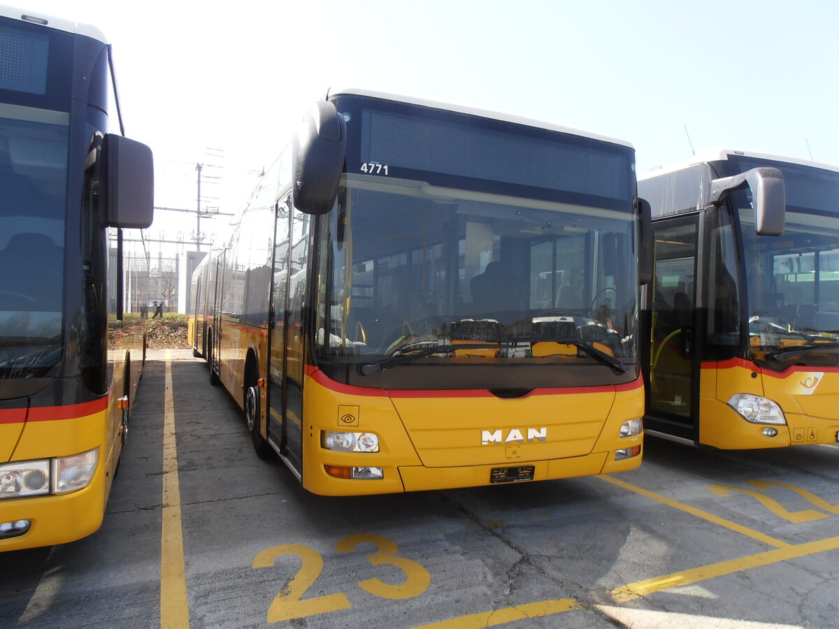 (234'013) - CarPostal Ouest - (JU 53'407) - MAN (ex Nr. 37) am 20. Mrz 2022 in Yverdon, Garage