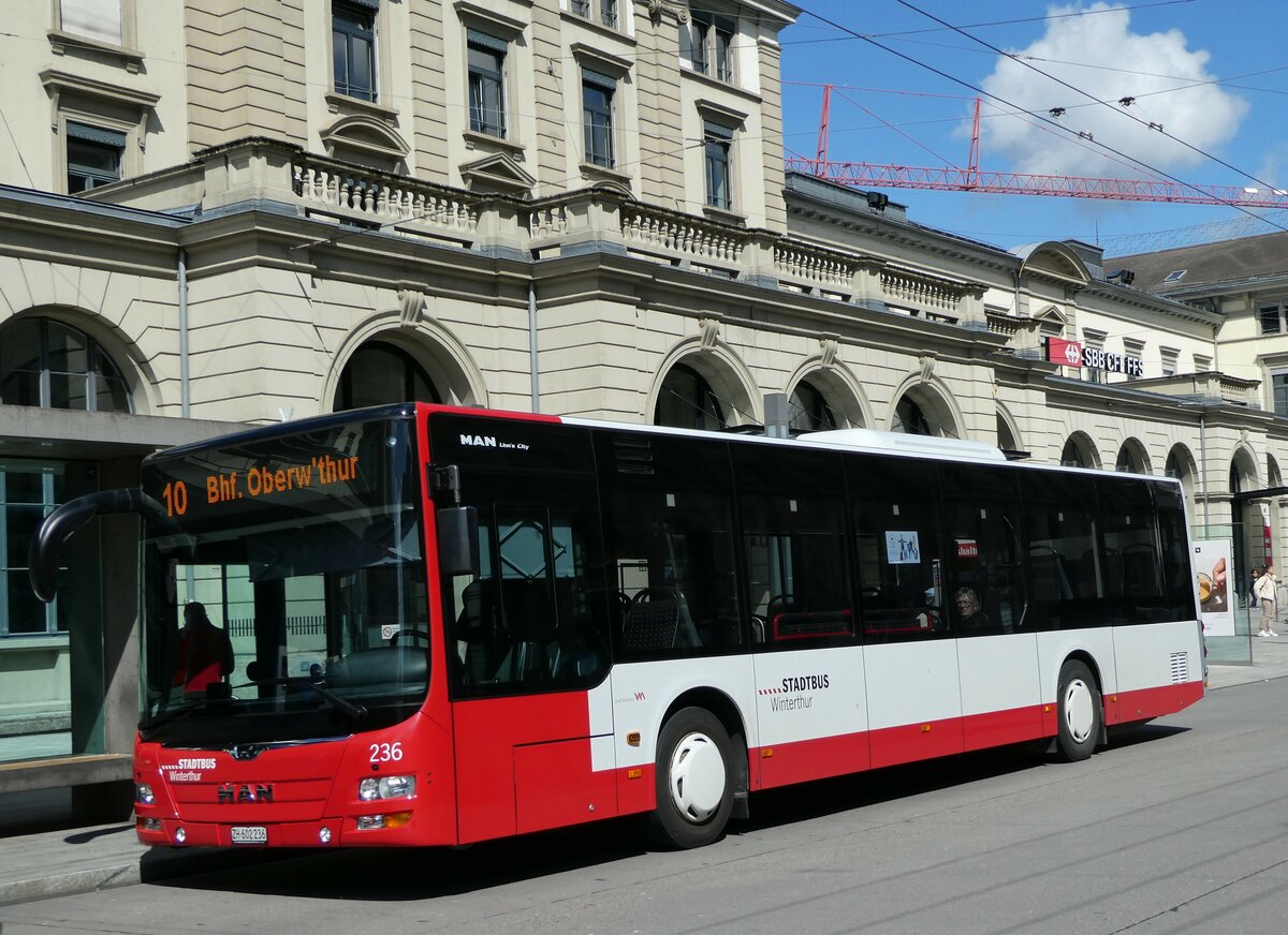 (234'331) - SW Winterthur - Nr. 236/ZH 602'236 - MAN am 10. April 2022 beim Hauptbahnhof Winterthur