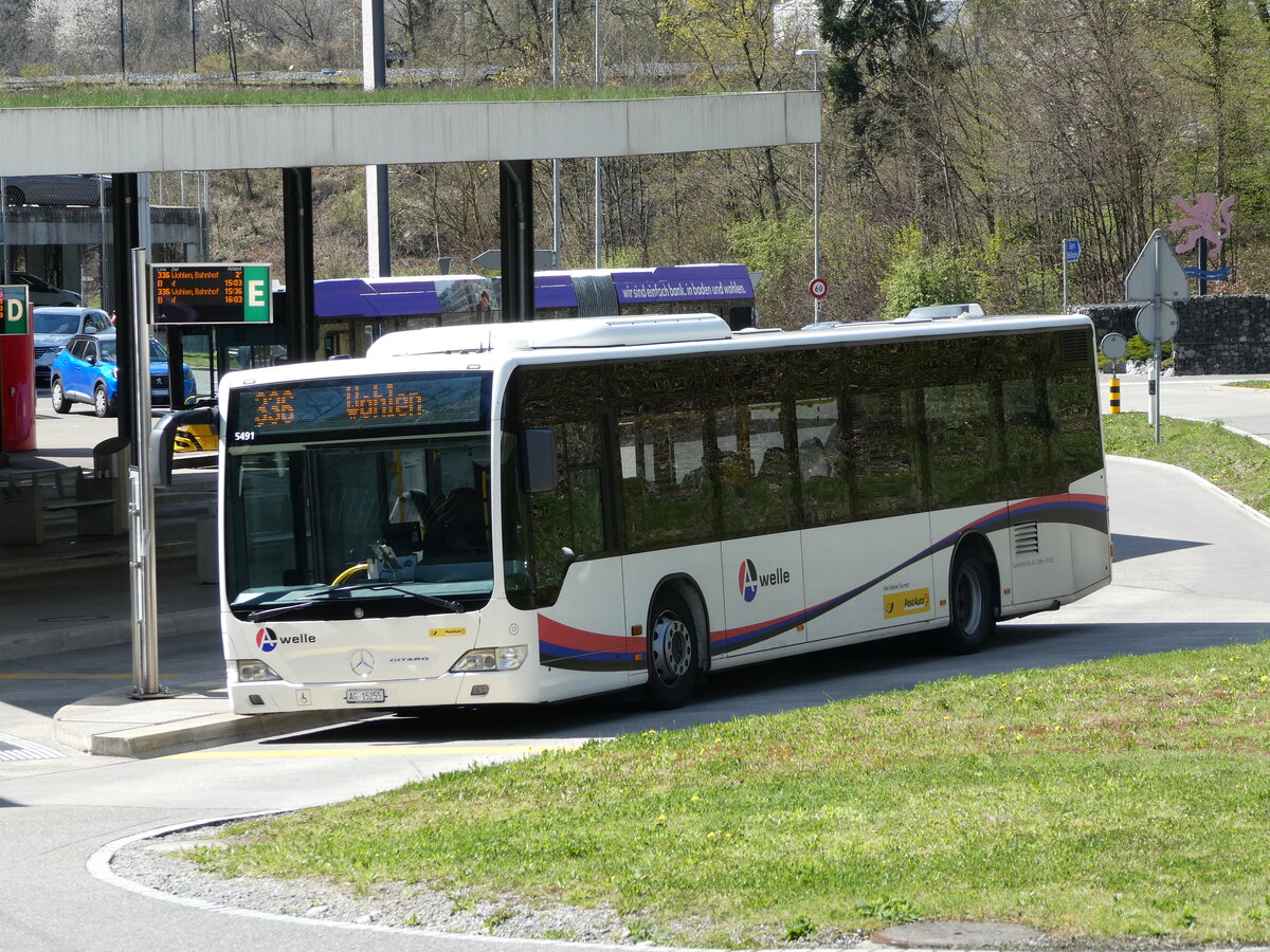 (234'352) - Twerenbold, Baden - Nr. 13/AG 15'255 - Mercedes (ex Geissmann, Mellingen Nr. 13) am 10. April 2022 beim Bahnhof Mellingen-Heitersberg