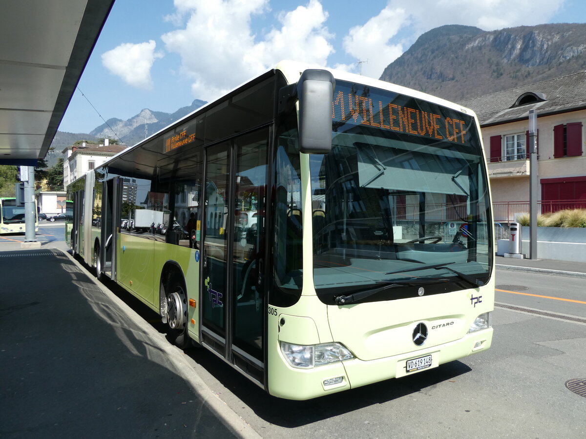 (234'579) - TPC Aigle - Nr. 305/VD 619'148 - Mercedes (ex Hrmann&Shne, D-Hamburg) am 15. April 2022 beim Bahnhof Aigle