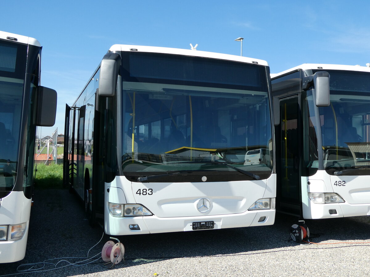 (234'721) - Intertours, Domdidier - Nr. 483 - Mercedes (ex PostAuto Bern Nr. 2; ex Klopfstein, Laupen Nr. 2) am 18. April 2022 in Domdidier, Garage