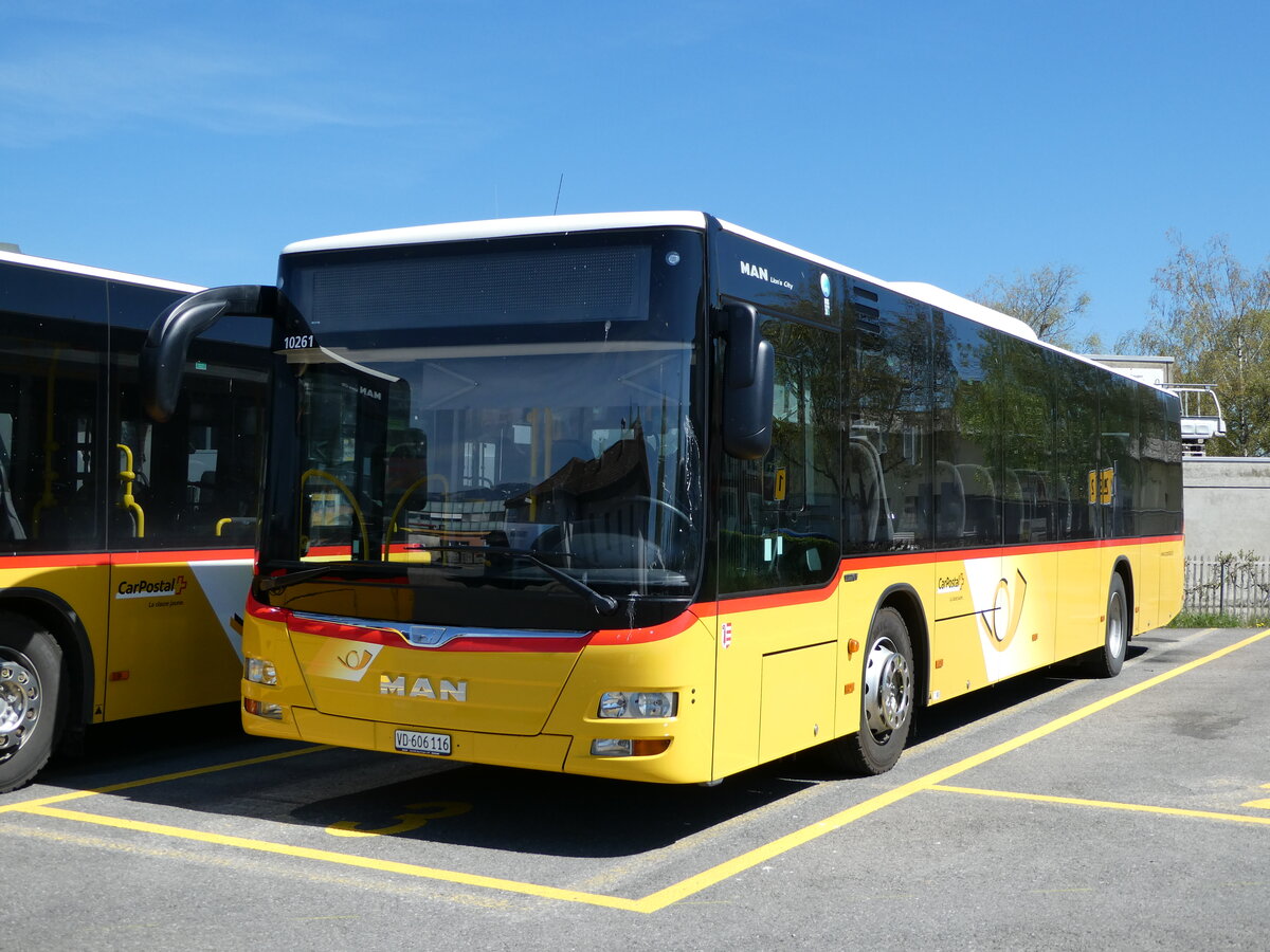 (234'759) - CarPostal Ouest - VD 606'116 - MAN (ex JU 51'279; ex Nr. 13) am 18. April 2022 in Yverdon, Garage